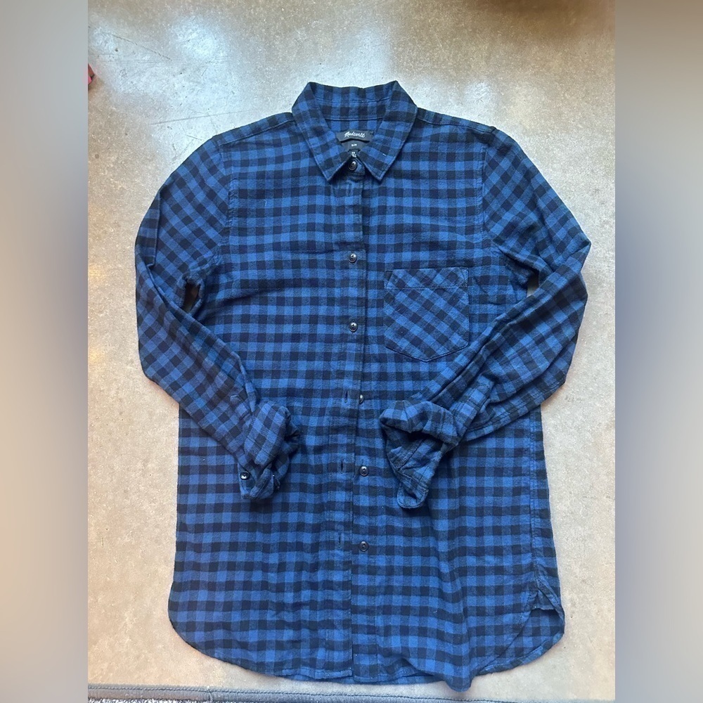 Madewell blue gingham check flannel Xs